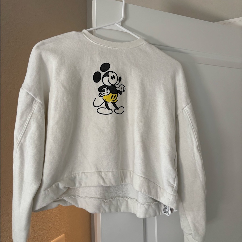 Disney Women's Cream Mickey Mouse Crew Neck Sweater
